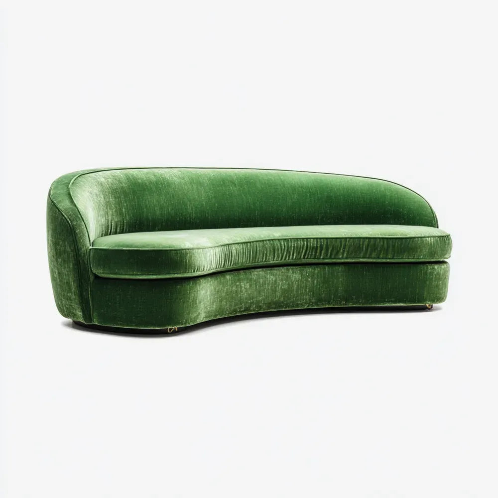 Velvet Curved Sofa 210x85x75 cm - Green - Modern Design
