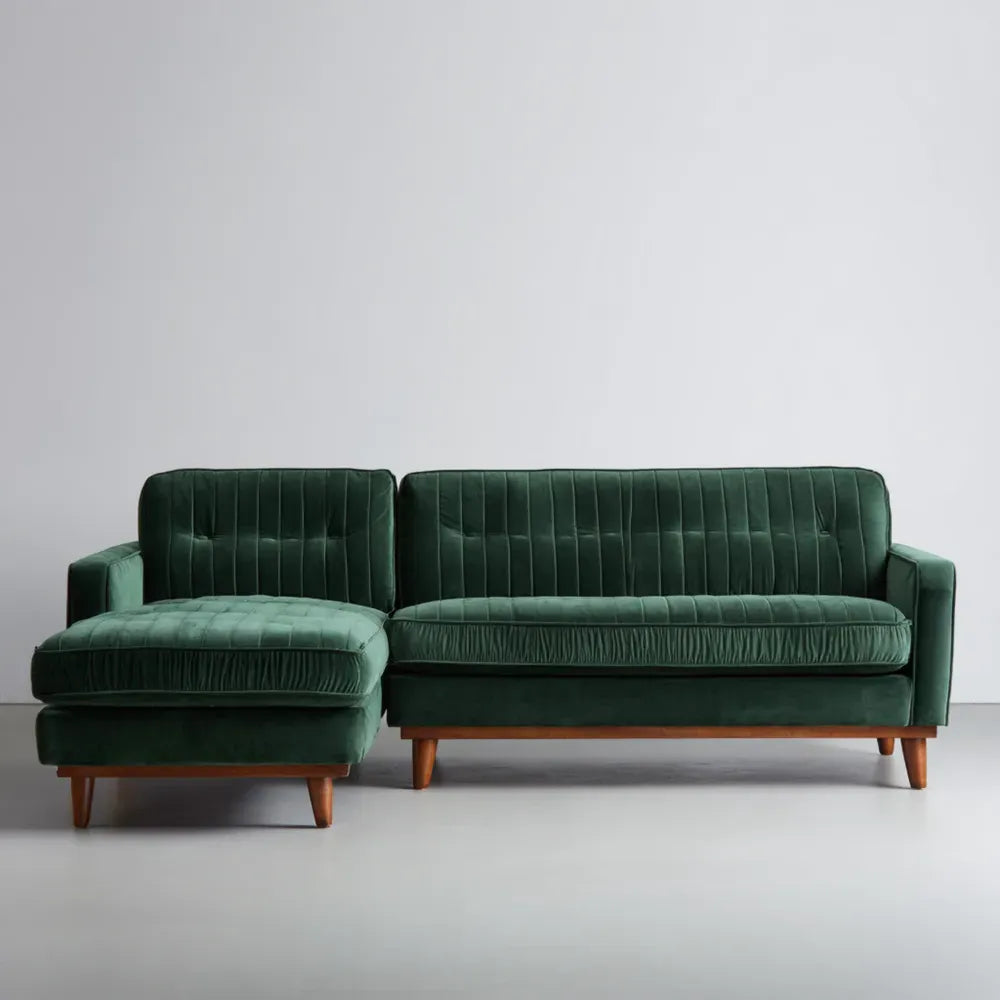 Velvet Upholstered Sofa Set 240x150x85 cm - Dark Green - Modern Design
