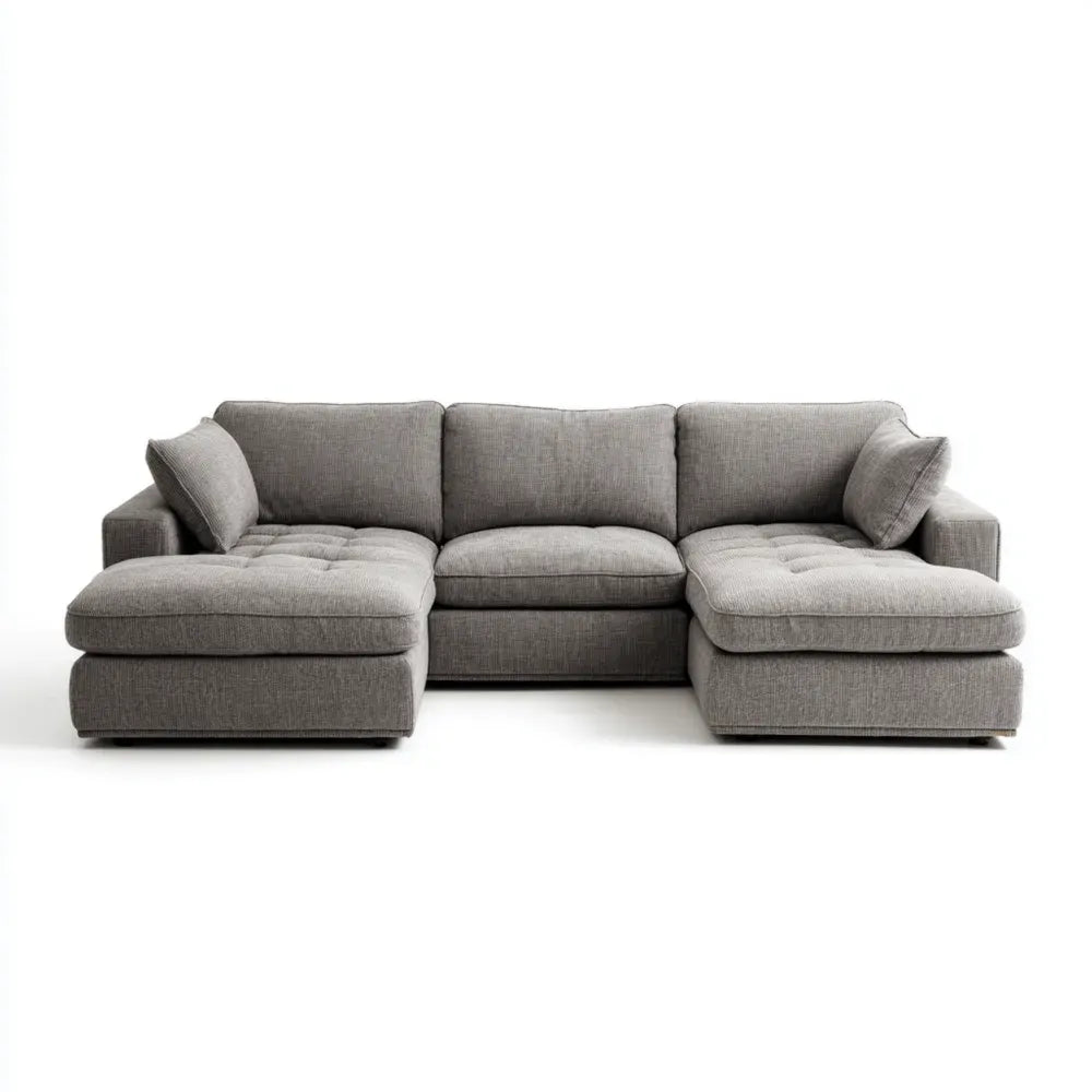 Sectional Sofa Set Fabric Upholstered 260x150x85 cm - Light Gray - Modern Design