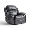 Recliner Chair Faux Leather 35.4x33.5x43.3 inches Black with Cup Holder - Modern Comfort