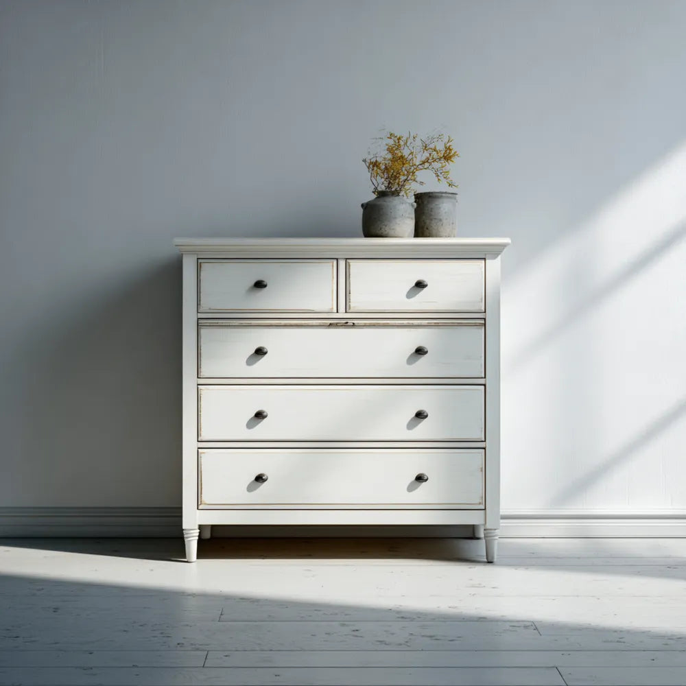 Chest of Drawers 85x45x100 cm - White - Vintage Style Wood
