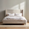 Double Bed Upholstered Fabric 200x150x120 cm - Beige - Modern Design