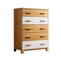 Modern Style Oak Wood Chest of Drawers 85x40x105 cm - Natural/White